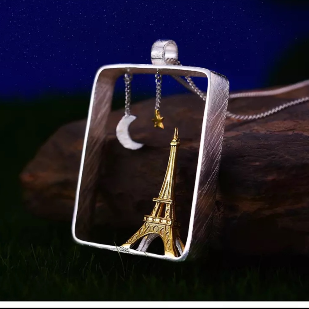 Artisan Handmade 925 Silver The Zenovia Paris Eiffel Tower Necklace - Picture 8 of 8
